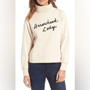 Madewell Small Cream Mock Neck Arrowhead Lodge Sweatshirt
